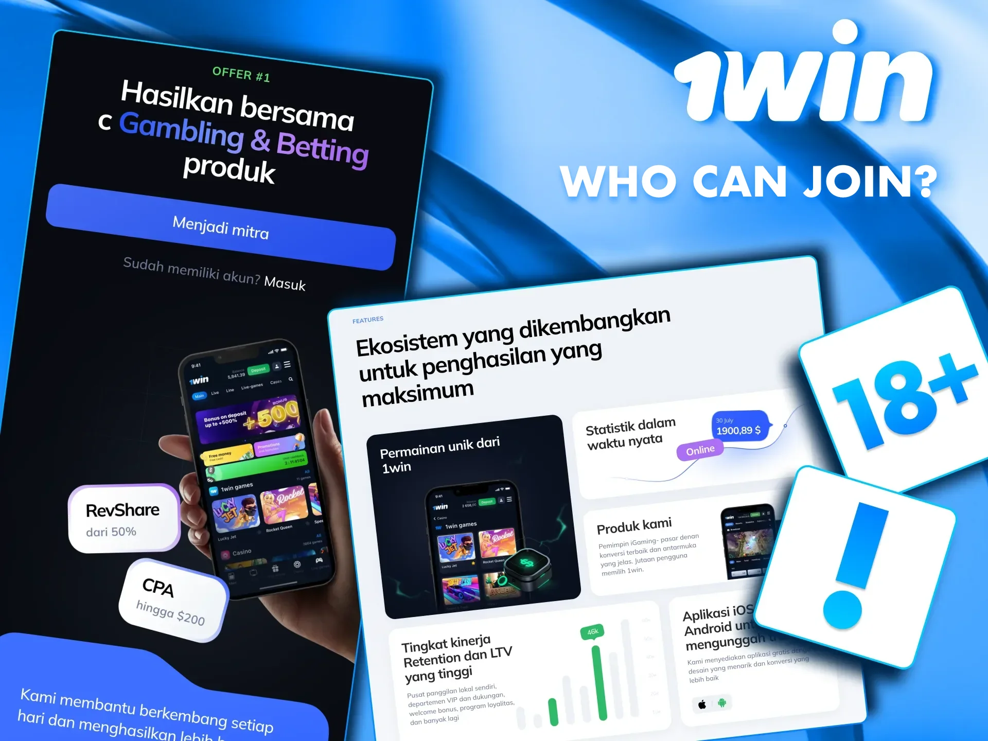 The 1win affiliate programme is open to all users aged 18 years and above.