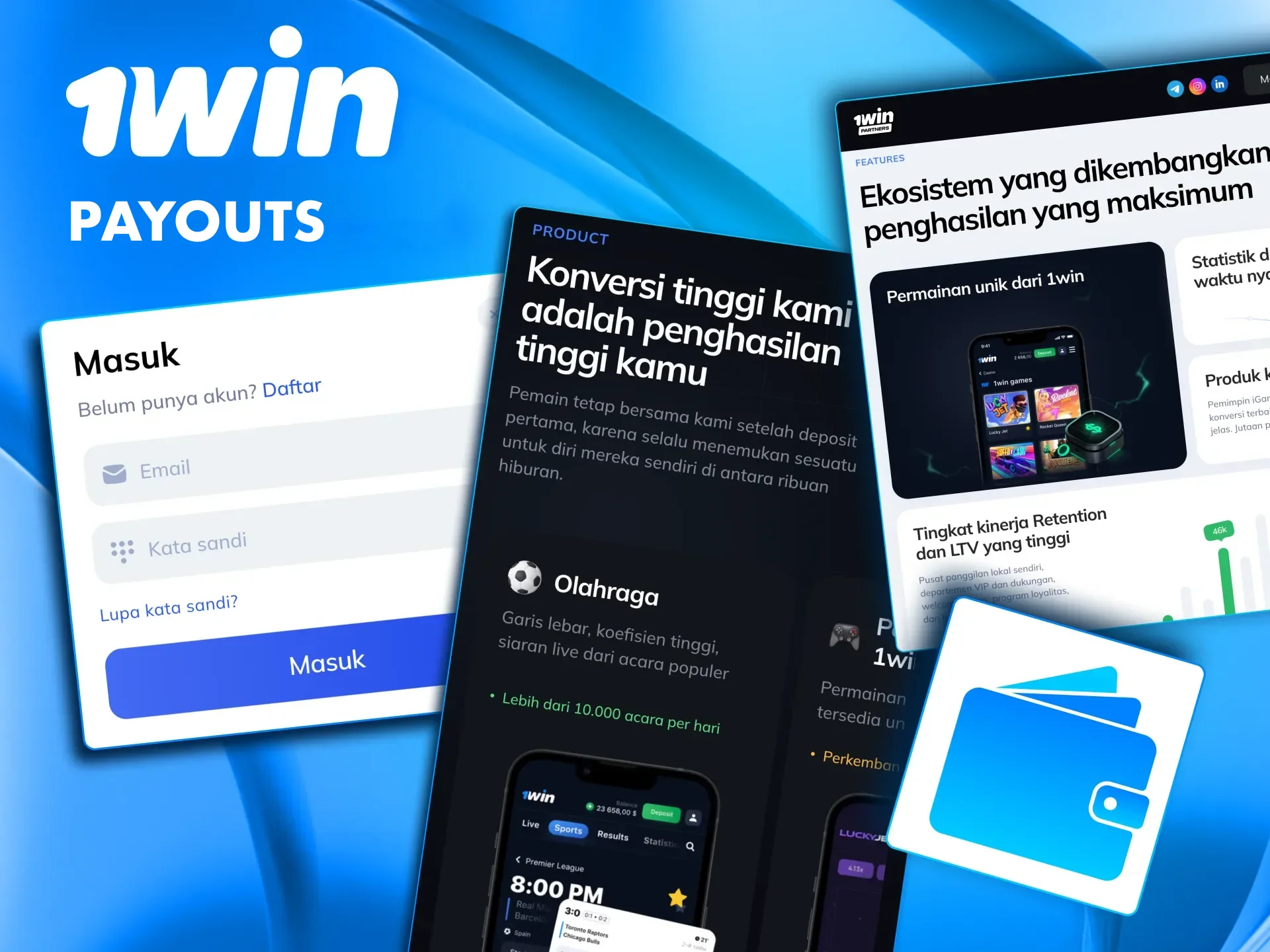 1win partners receive payments every Tuesday for the RevShare model.