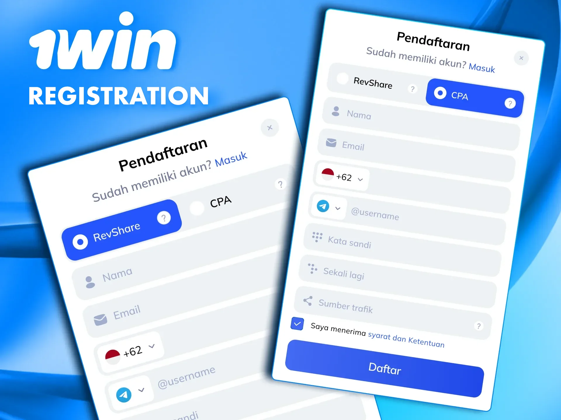 Register at 1win Partners with a few clicks and start earning.