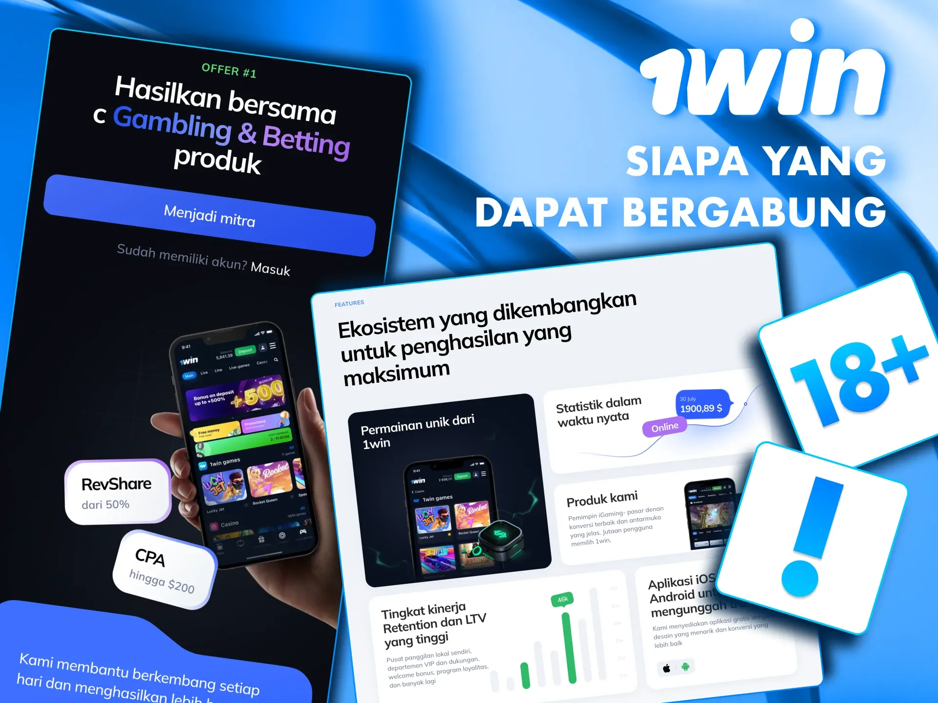 Program afiliasi 1win terbuka untuk semua pengguna berusia 18 tahun ke atas.