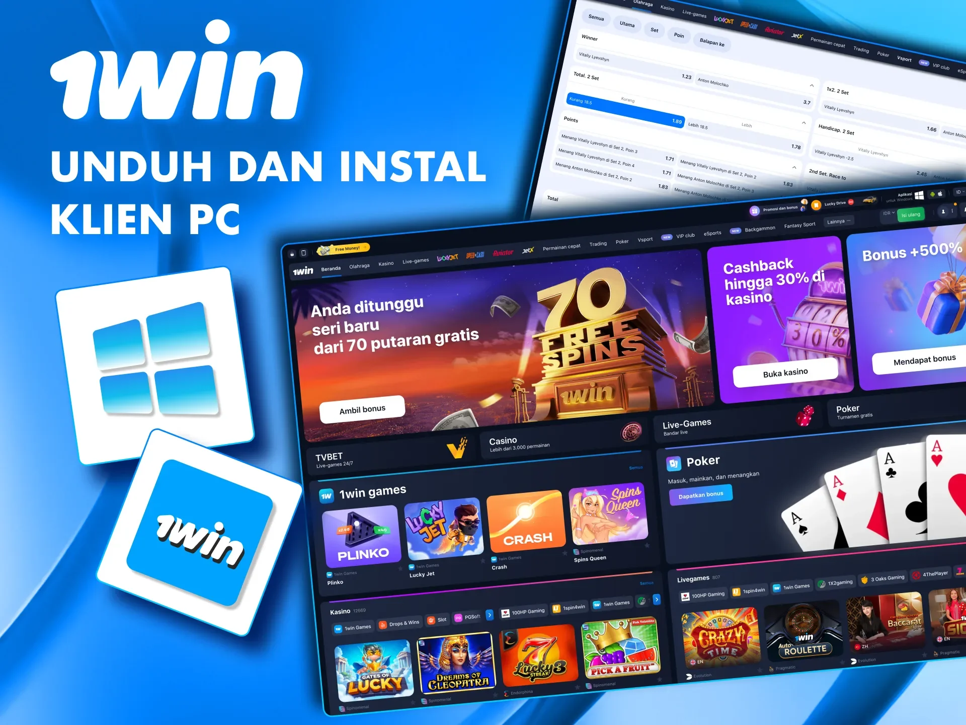 Cobalah dan uji aplikasi 1win untuk perangkat PC.