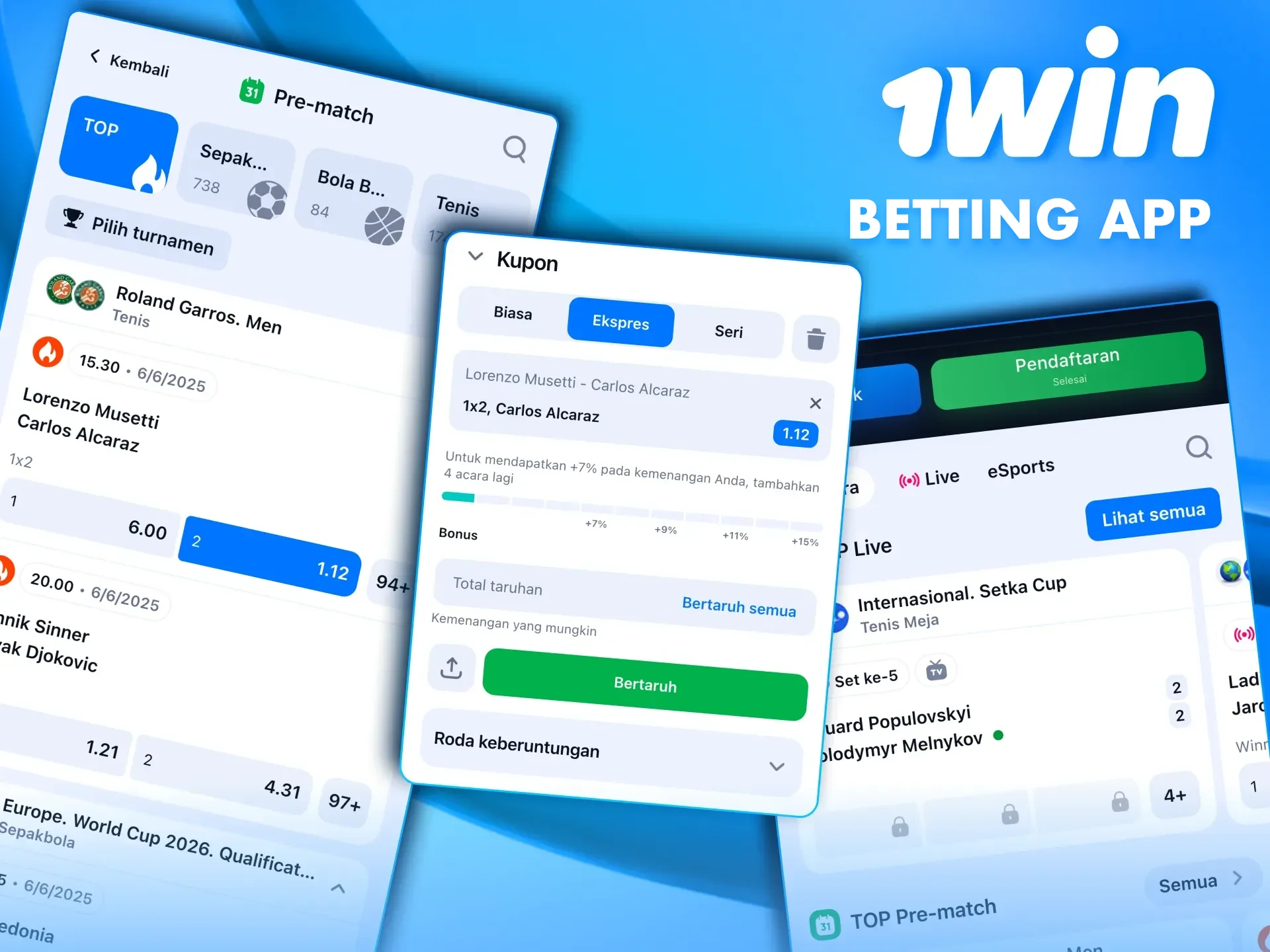 Make your predictions on sporting events using the 1win app.