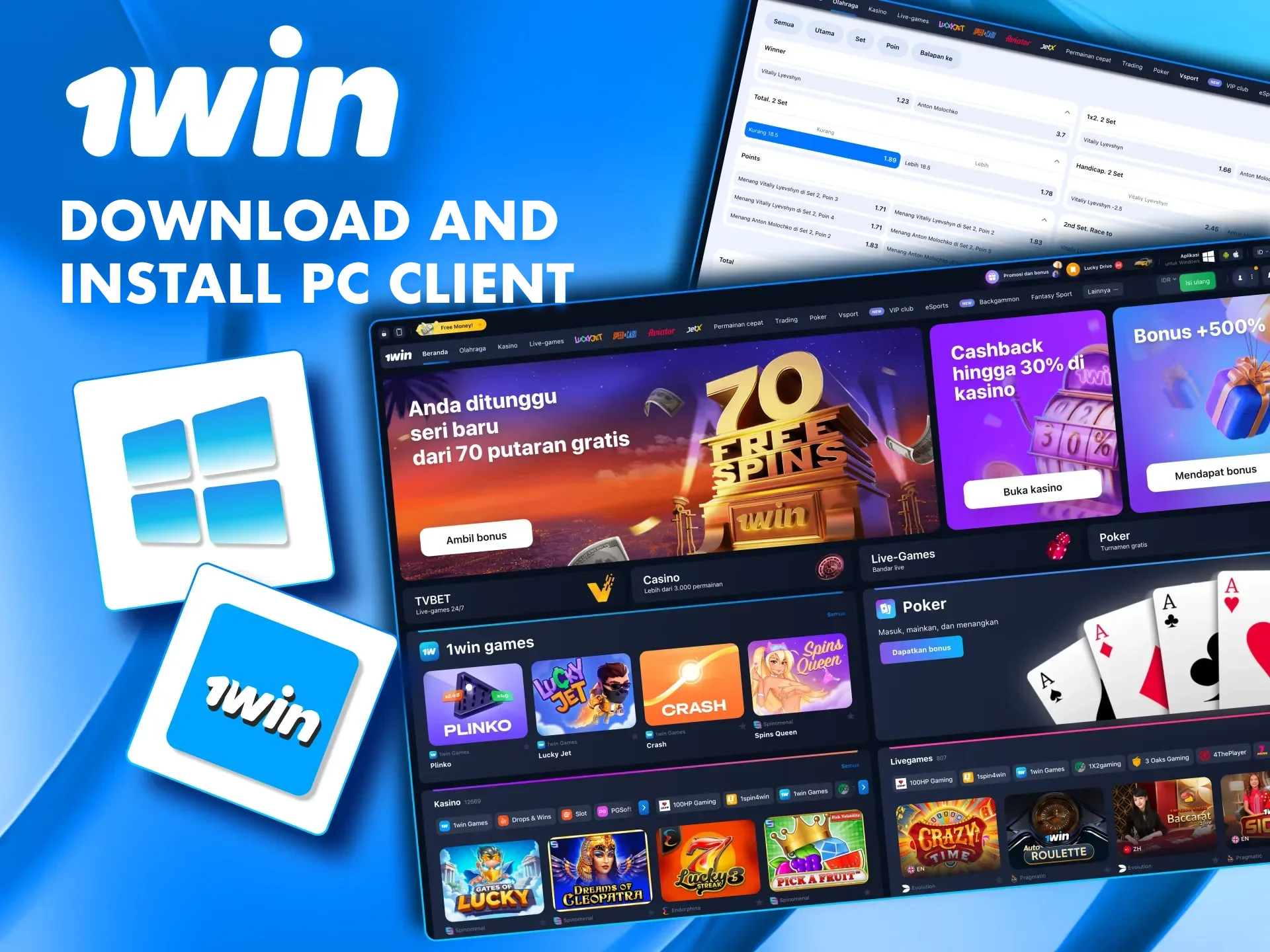 Try and test 1win application for PC devices.