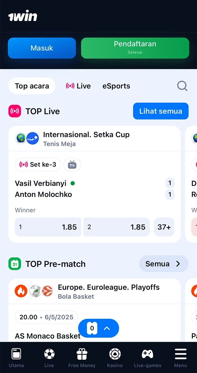 Bet on sports on the 1win app.