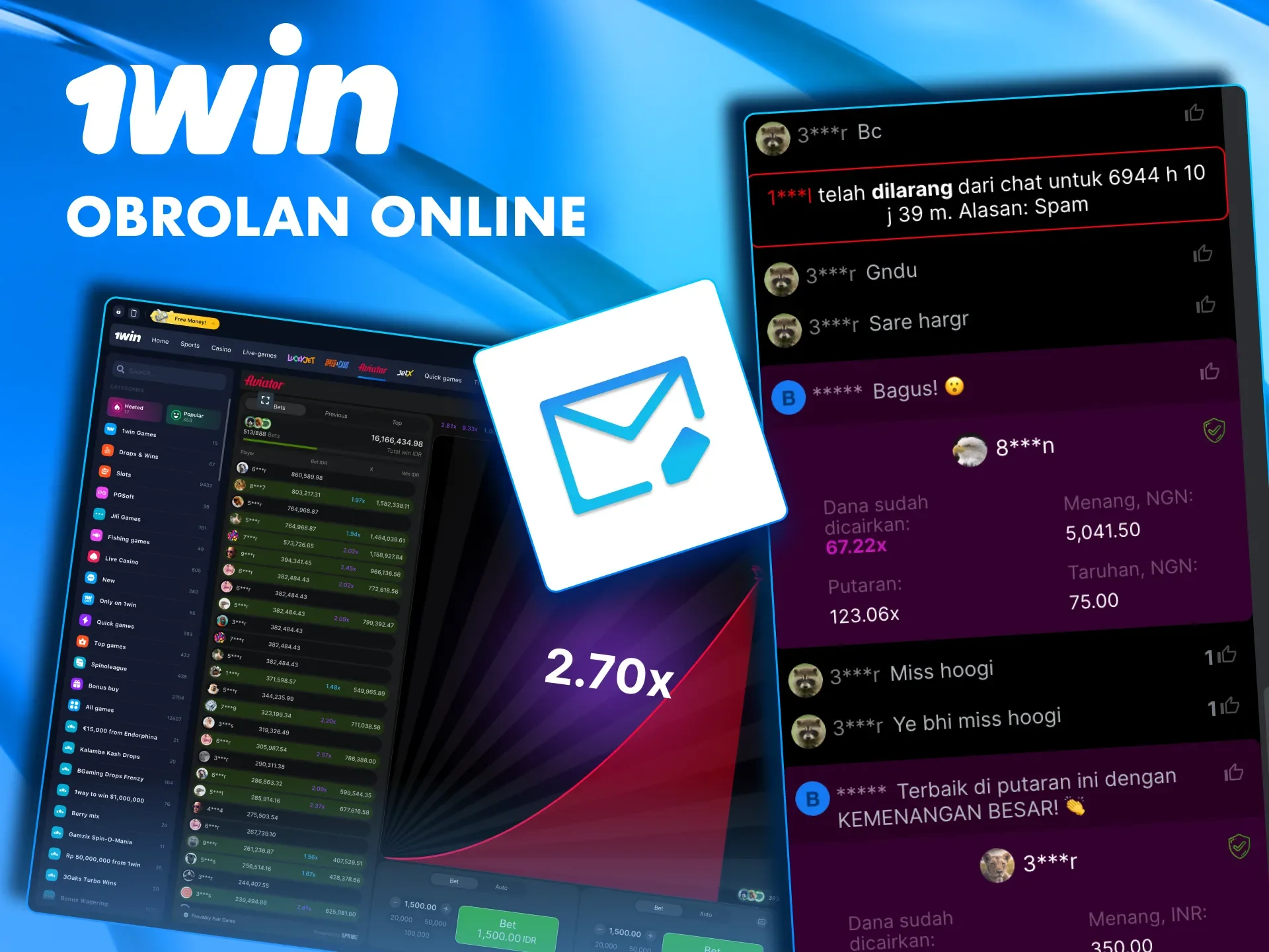 Diskusikan taktik Aviator di 1win langsung melalui online chat.