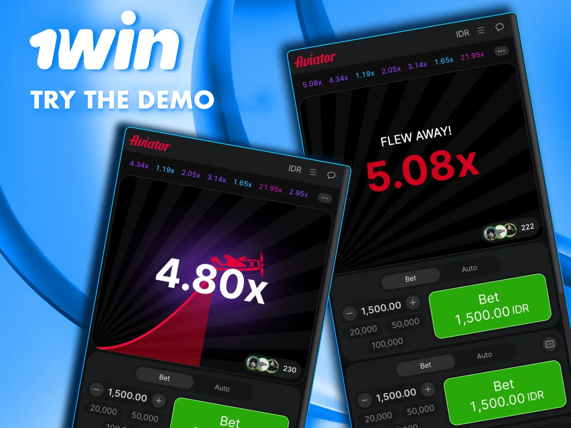 Aviator on 1win features a free demo mode for practice.