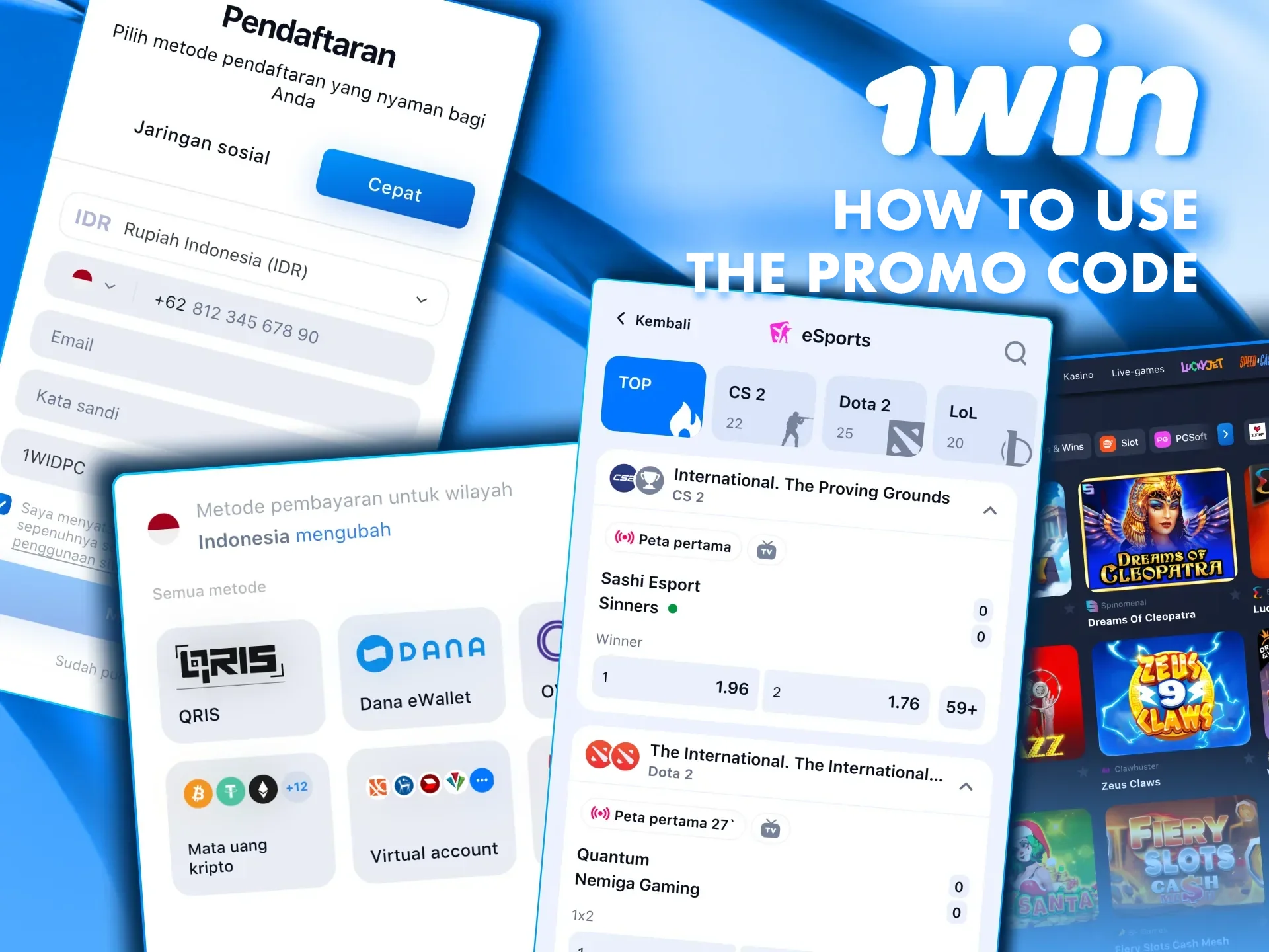 To use the code from 1win you only need a few clicks.