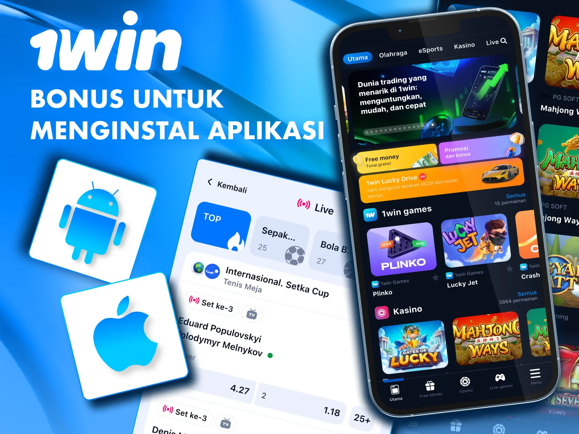 Dapatkan bonus dari 1win hanya dengan menginstal aplikasi seluler.