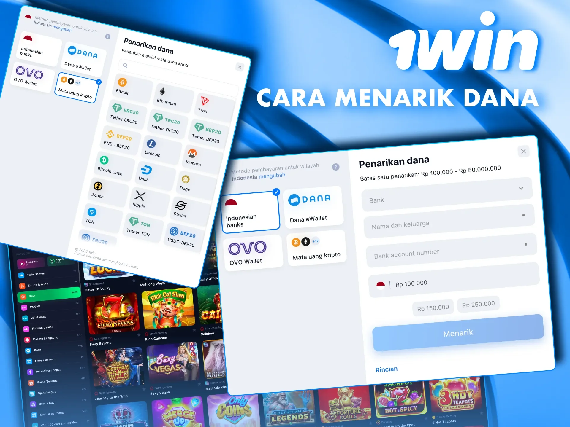 Proses penarikan 1win mudah, pilih metode, masukkan data, dan konfirmasi transaksi.