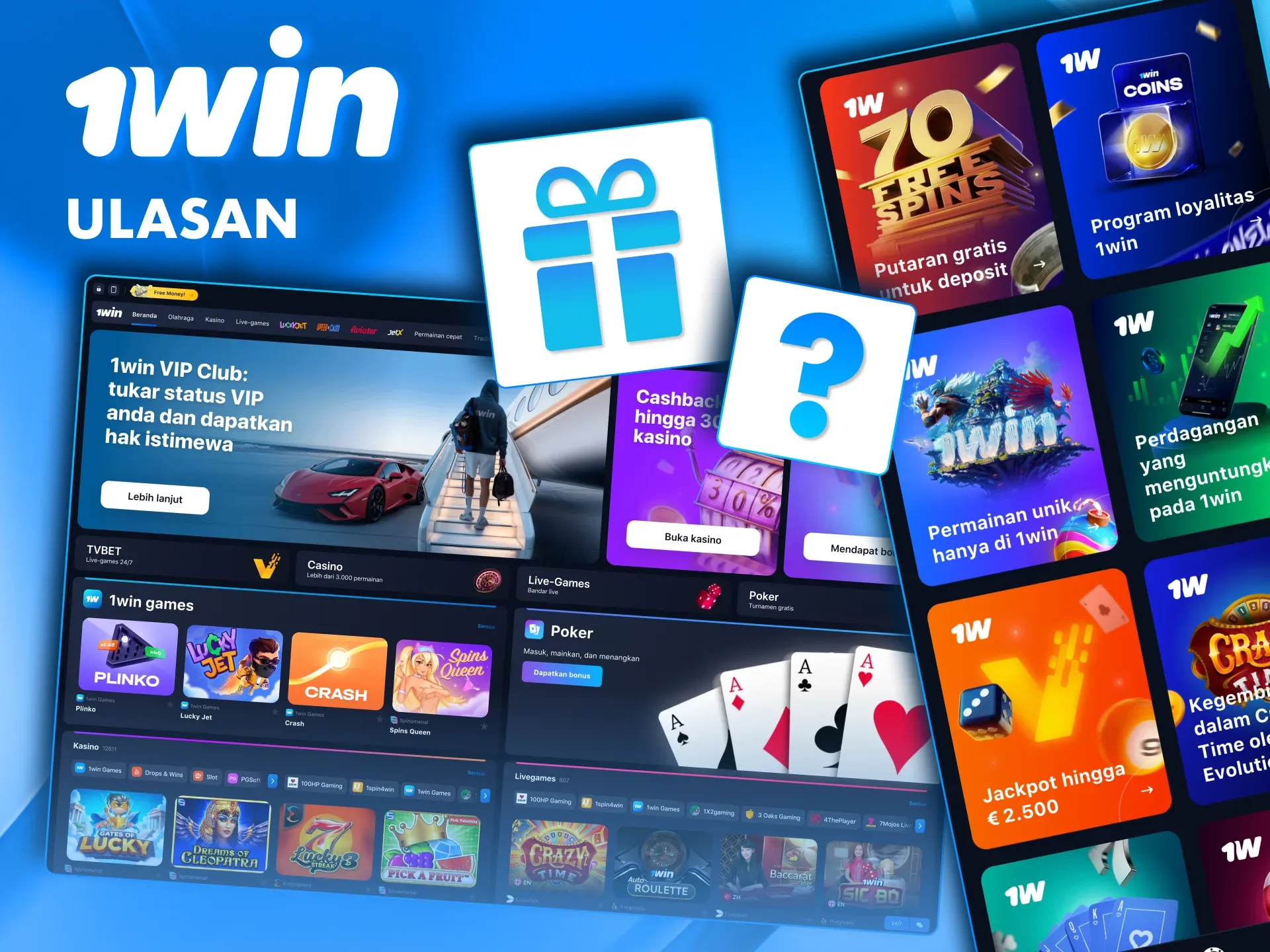 Dapatkan bonus dari 1win untuk aktivitas Anda di situs.