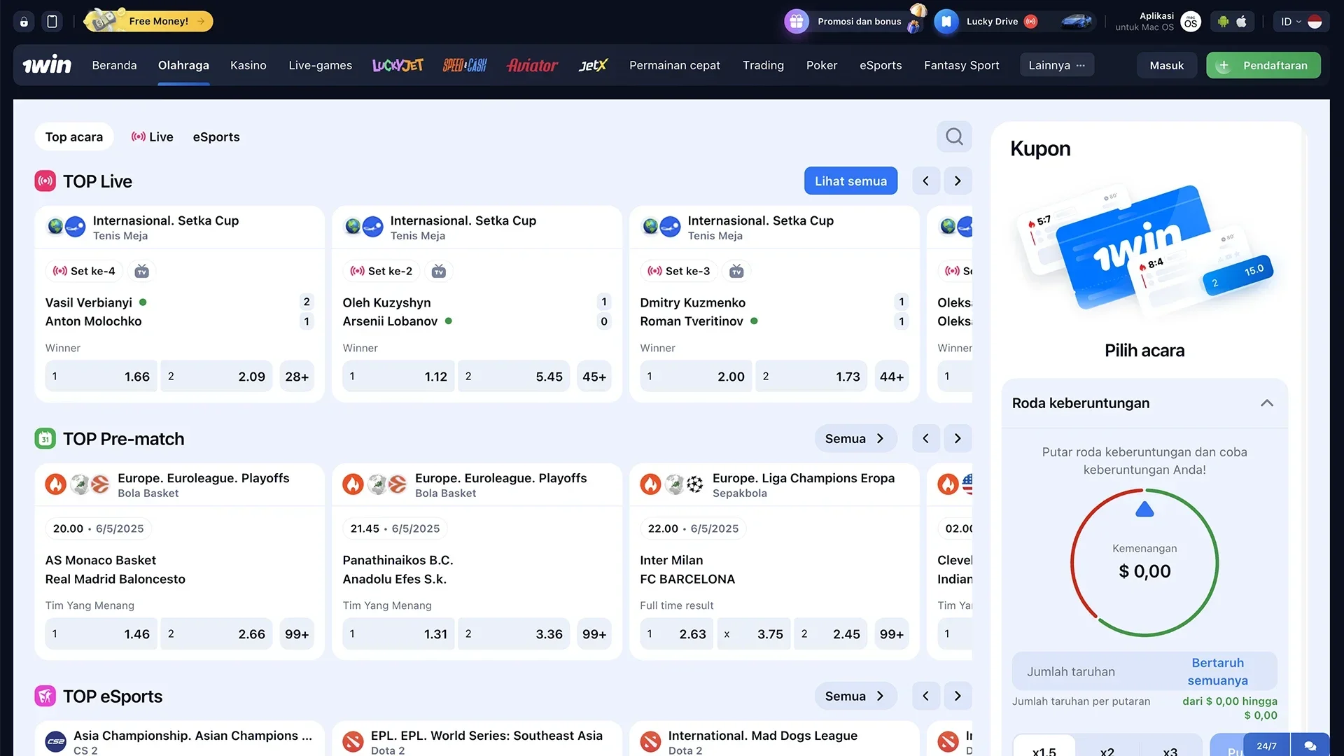 Live sports betting at 1win.