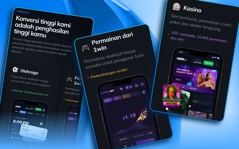 1win's wide range of products enables partners to attract a wider audience.