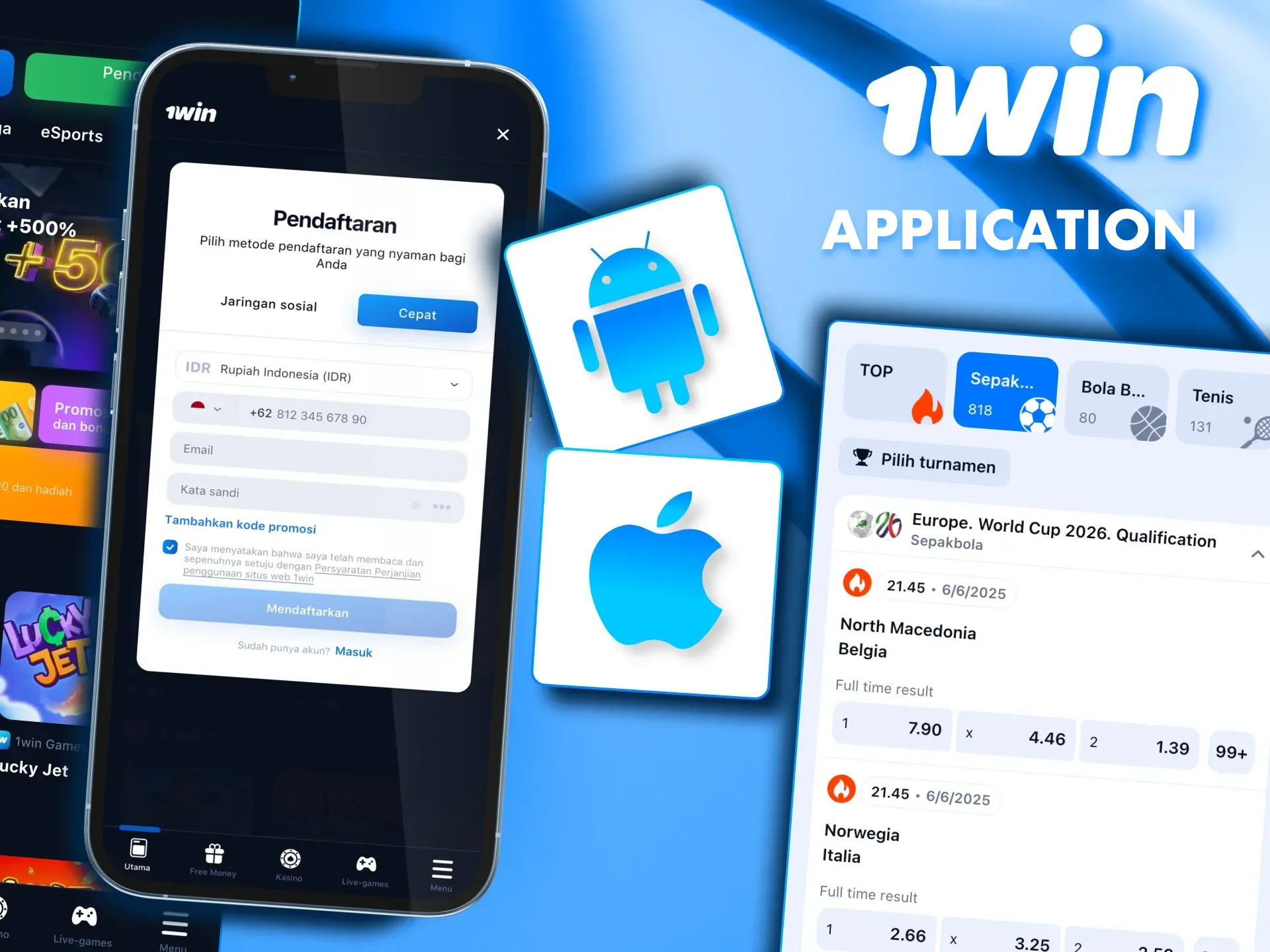 Use one of the registration methods available at 1win casino.