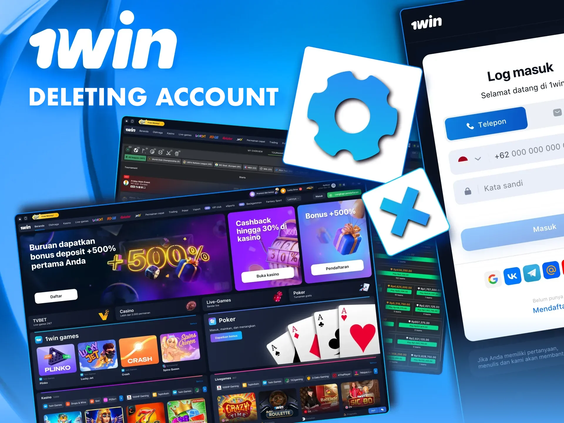Find out how to quickly delete an account at 1win casino.