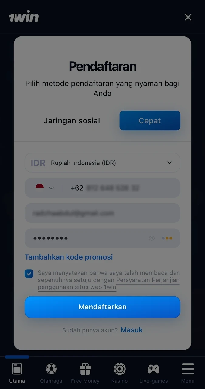 Confirm your account registration on the 1win platform.