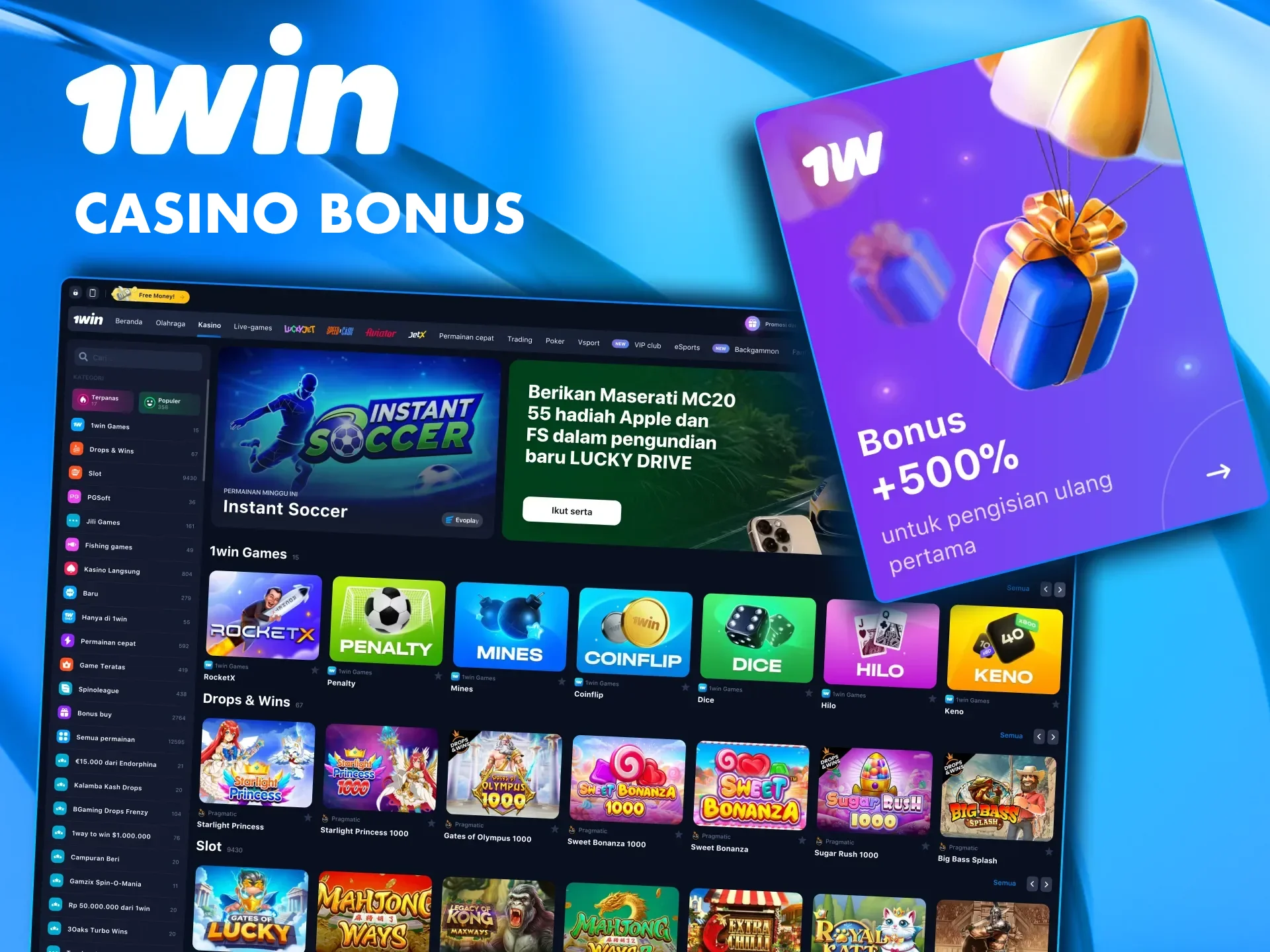 The 1win bonus can be transferred after losing real funds at the casino.