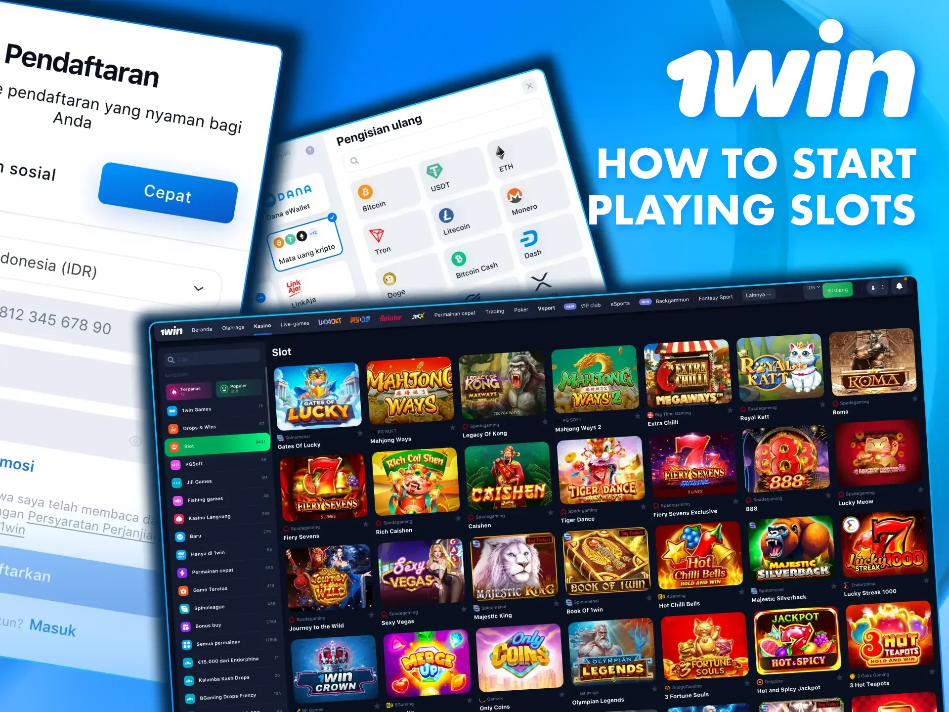 1win lets players register and start playing slots in minutes.