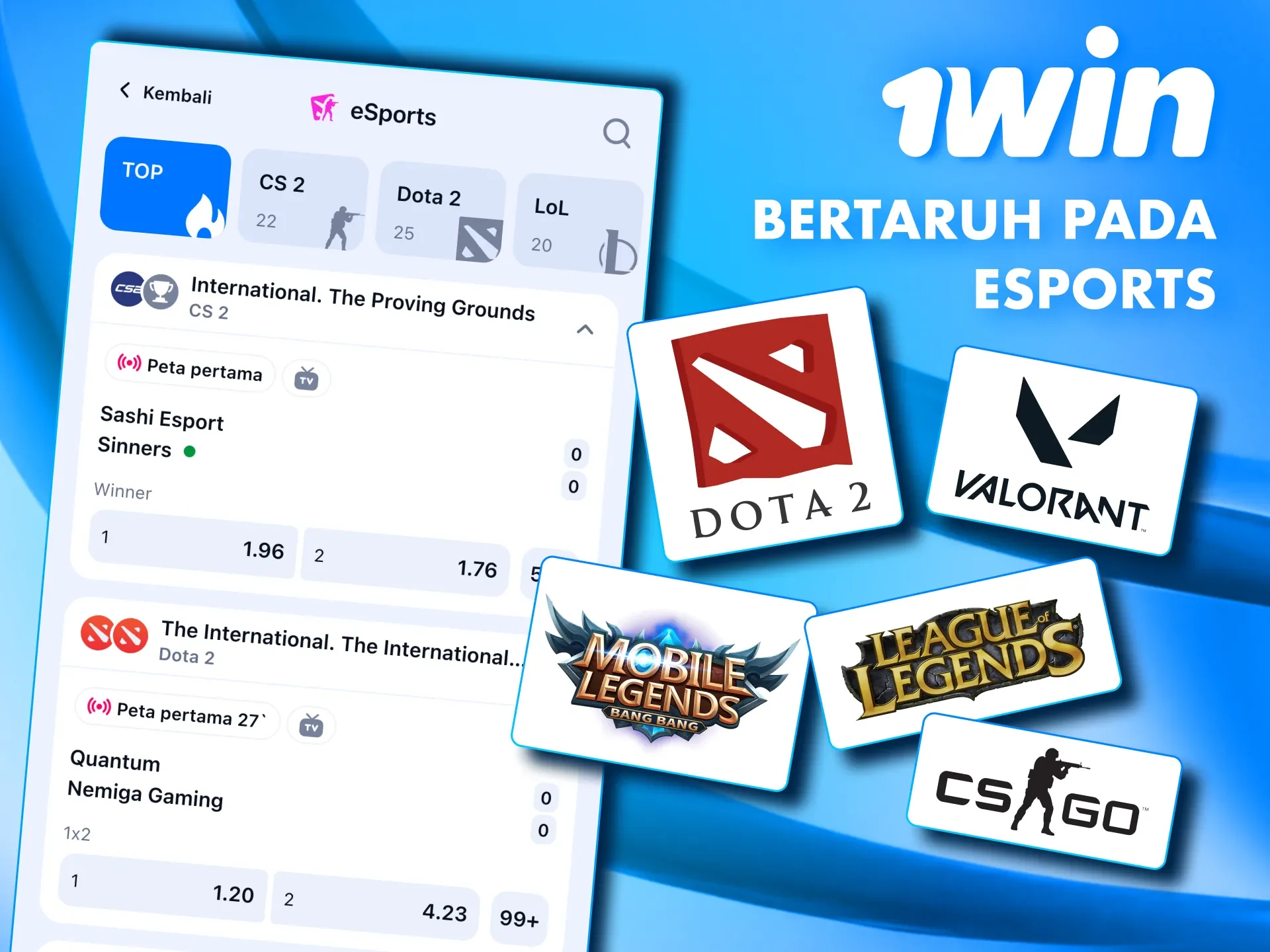 Ikuti tim eSports dan buat taruhan Anda sendiri di situs web 1win.