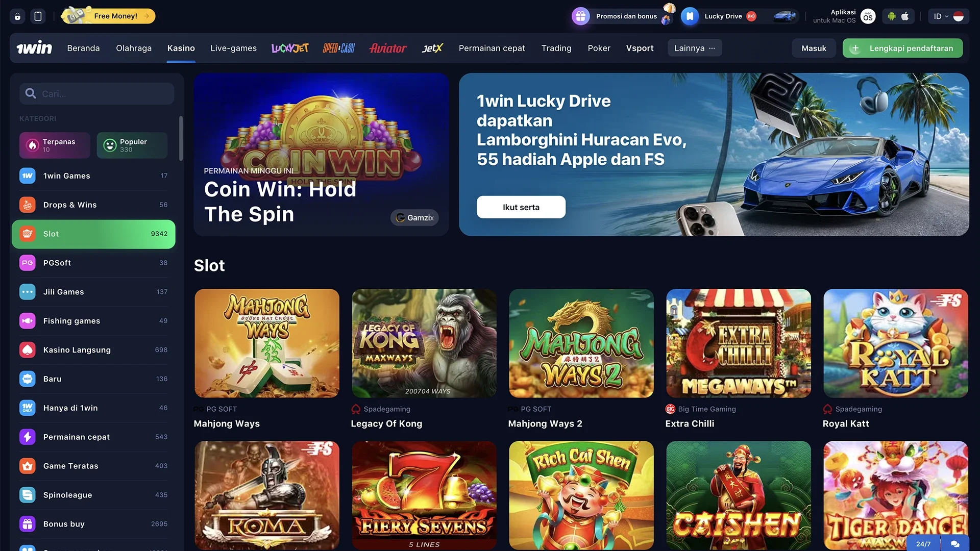 Slot paling menguntungkan dari kasino 1win.