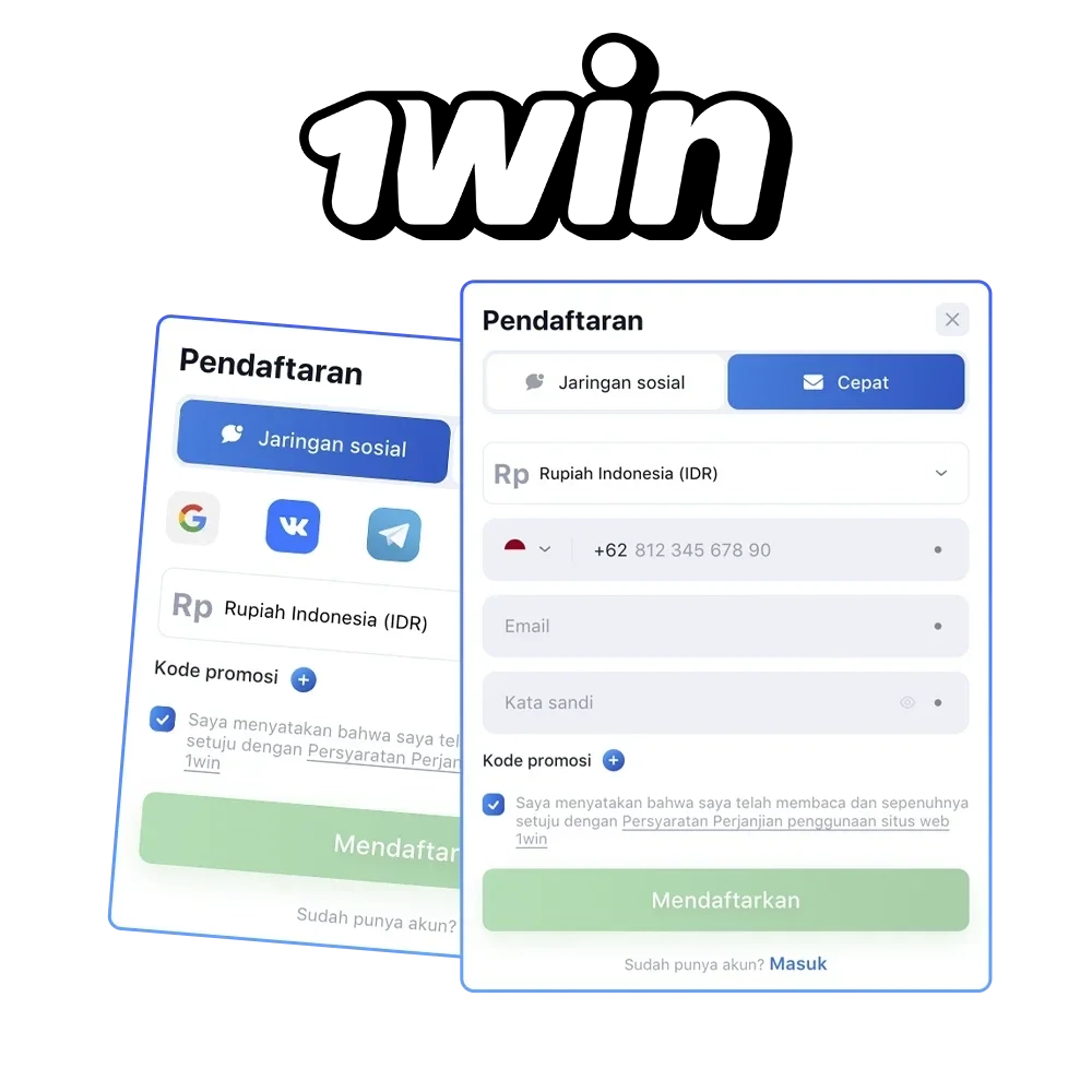 Register your account using the most popular methods available at 1win Casino.