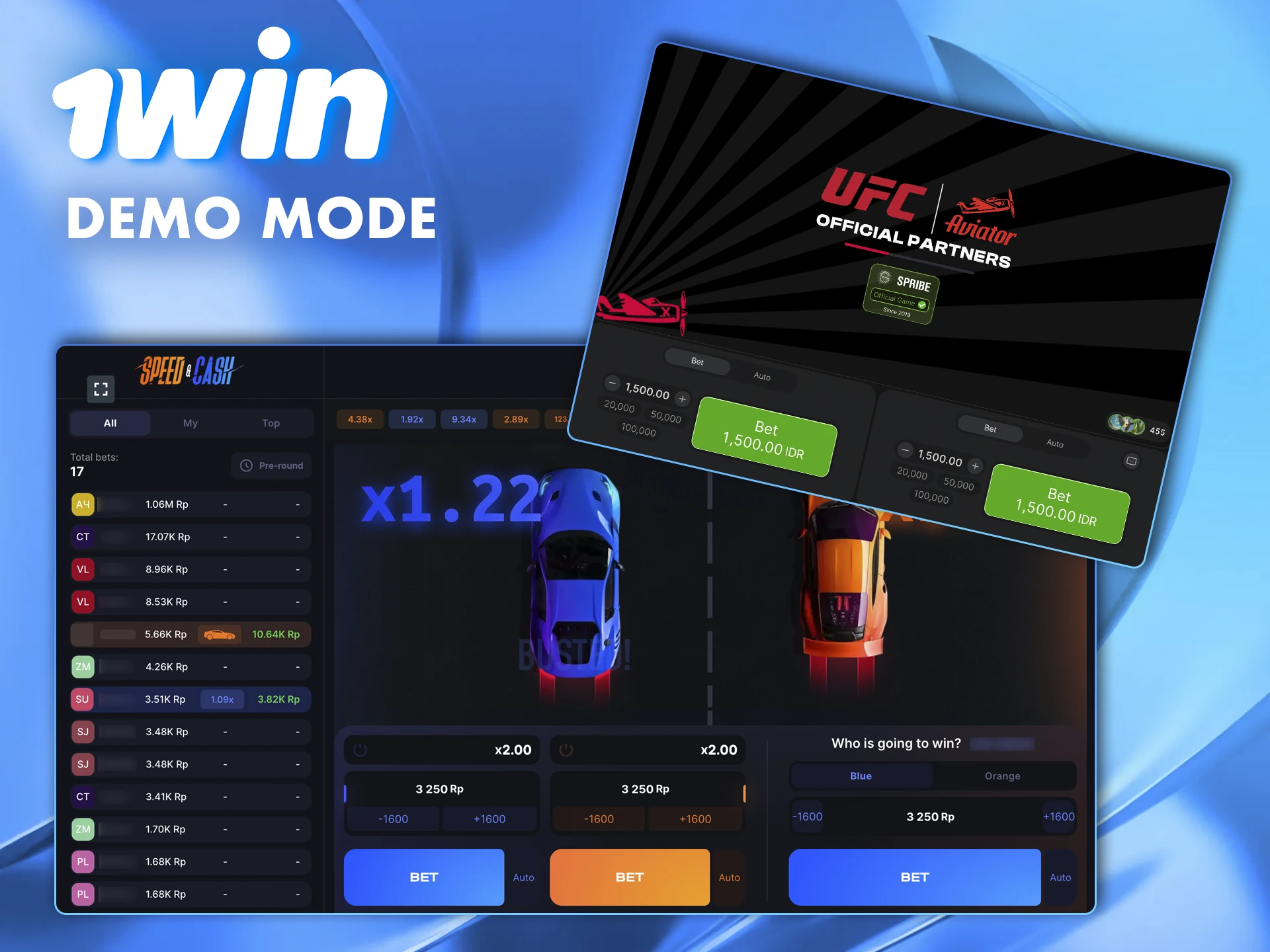 Get experience in demo mode from the best games at 1win casino.