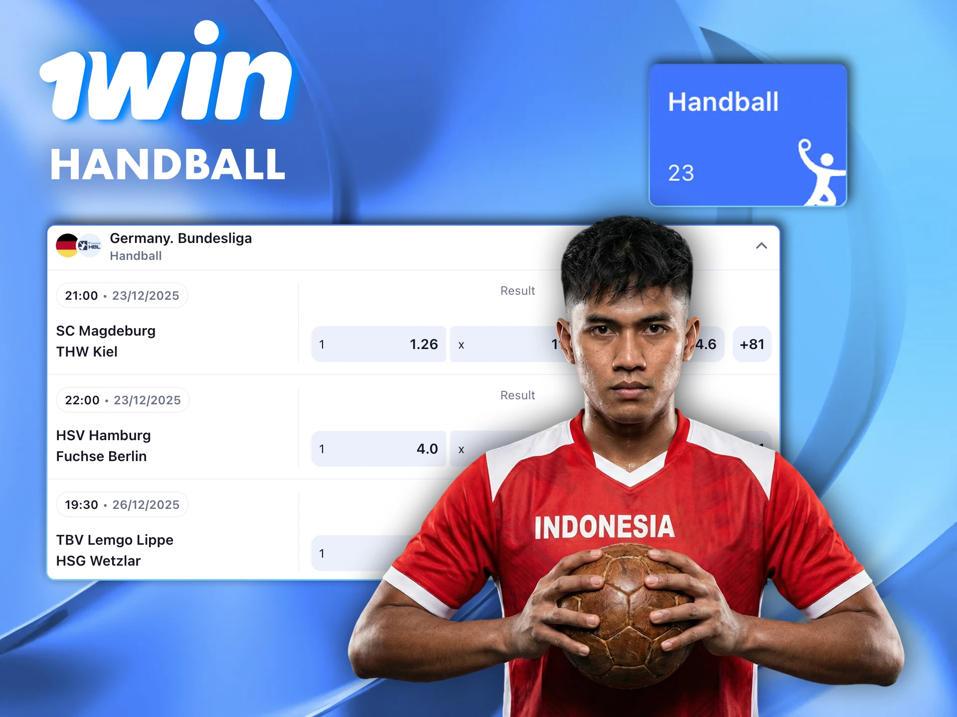 Get an unforgettable experience from Handball betting on the 1win website.