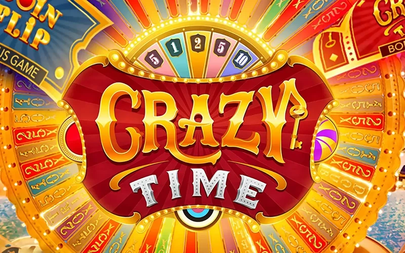 Perhatikan roda keberuntungan dalam permainan Crazy Time dari 1win Casino.